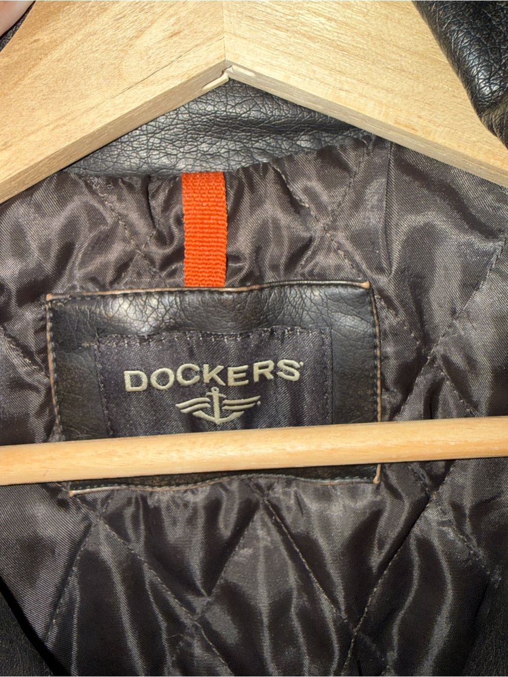 Dockers Dark Brown Faux Leather Bomber Jacket Men’s Medium - Picture 3 of 9